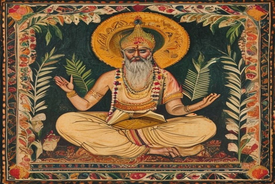 Gajendra Narayan Singh — AI-generated illustration in the Mithila (Madhubani) style