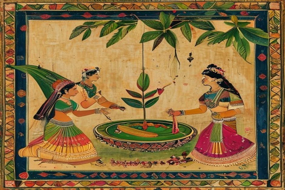 Maithil Maus — AI-generated illustration in the Mithila (Madhubani) style