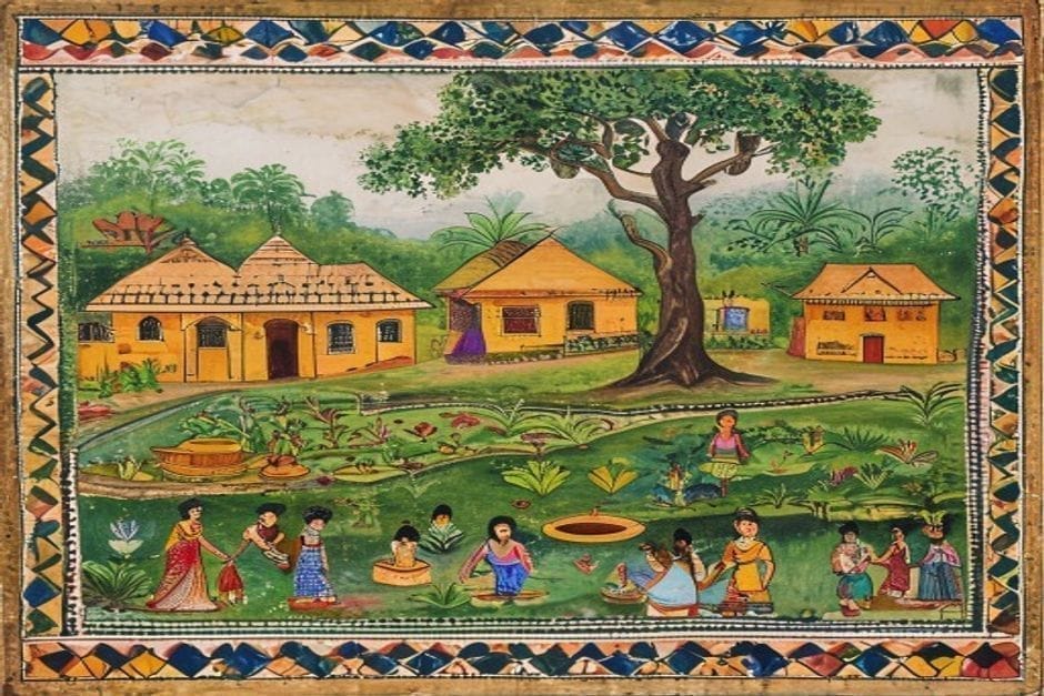 Phulhar — AI-generated illustration in the Mithila (Madhubani) style