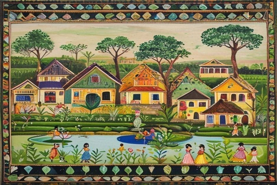 Sakri — AI-generated illustration in the Mithila (Madhubani) style