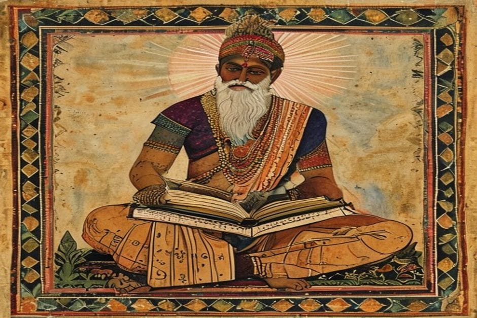 Shiva Simha Singh — AI-generated illustration in the Mithila (Madhubani) style