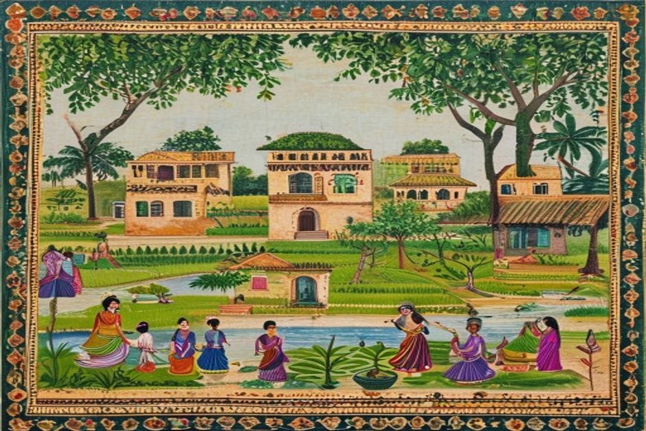 Siswar — AI-generated illustration in the Mithila (Madhubani) style