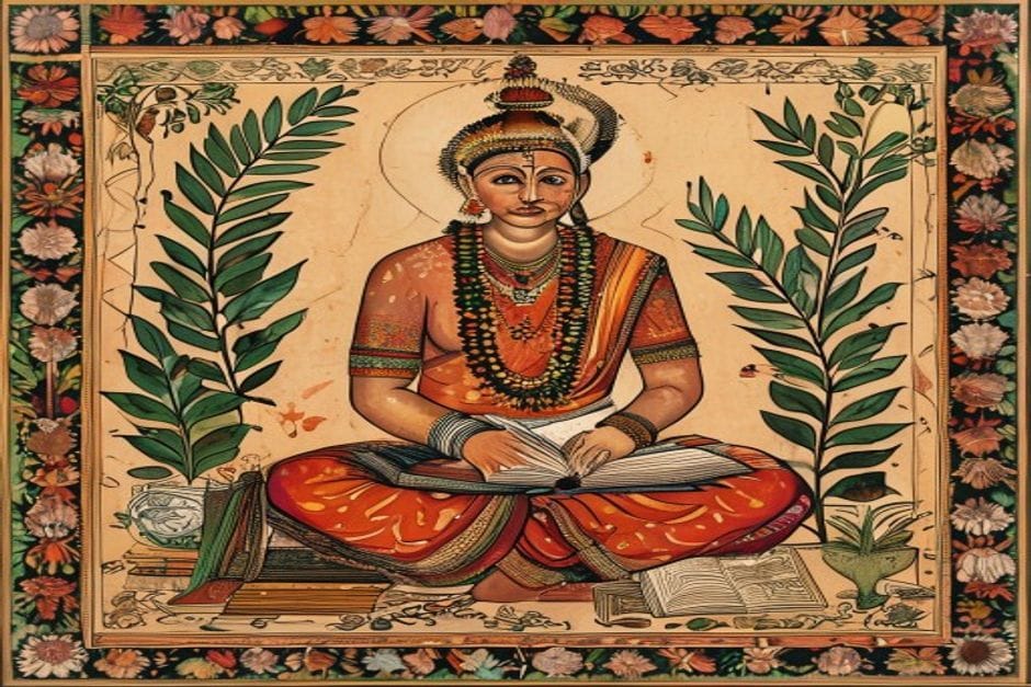 Surendra Jha 'Suman — AI-generated illustration in the Mithila (Madhubani) style