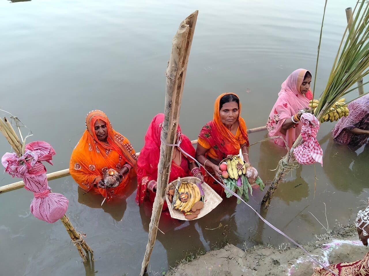 Chhath Puja offerings at a river ghat