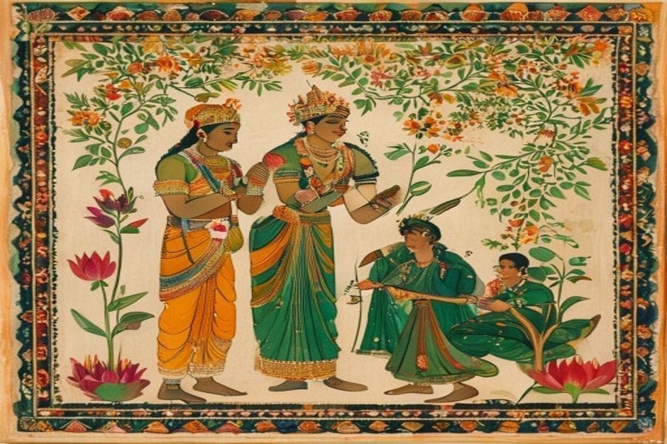 A Vaishnava poet-saint singing kirtan — illustration for the lyricist Govindadas