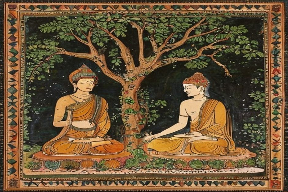 Mahavira & the age of the great teachers — illustration in the Mithila style