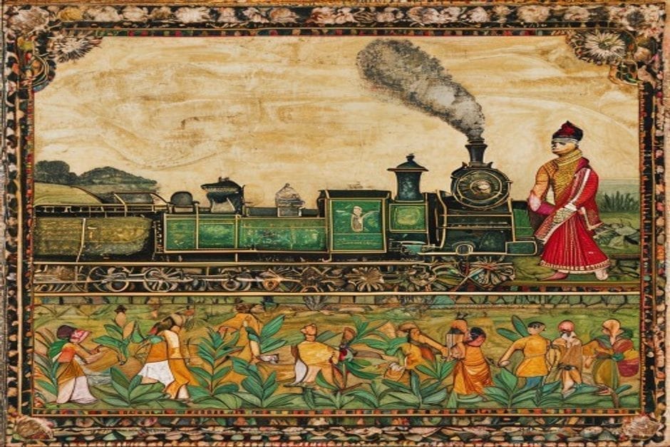The Tirhut Railway — illustration in the Mithila style