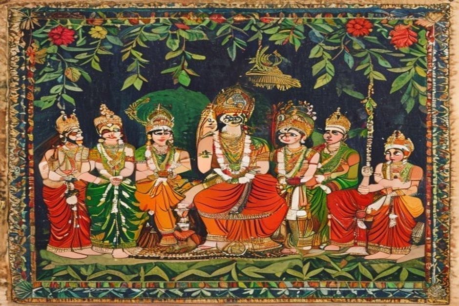 The Videha kingdom & King Janaka — illustration in the Mithila style