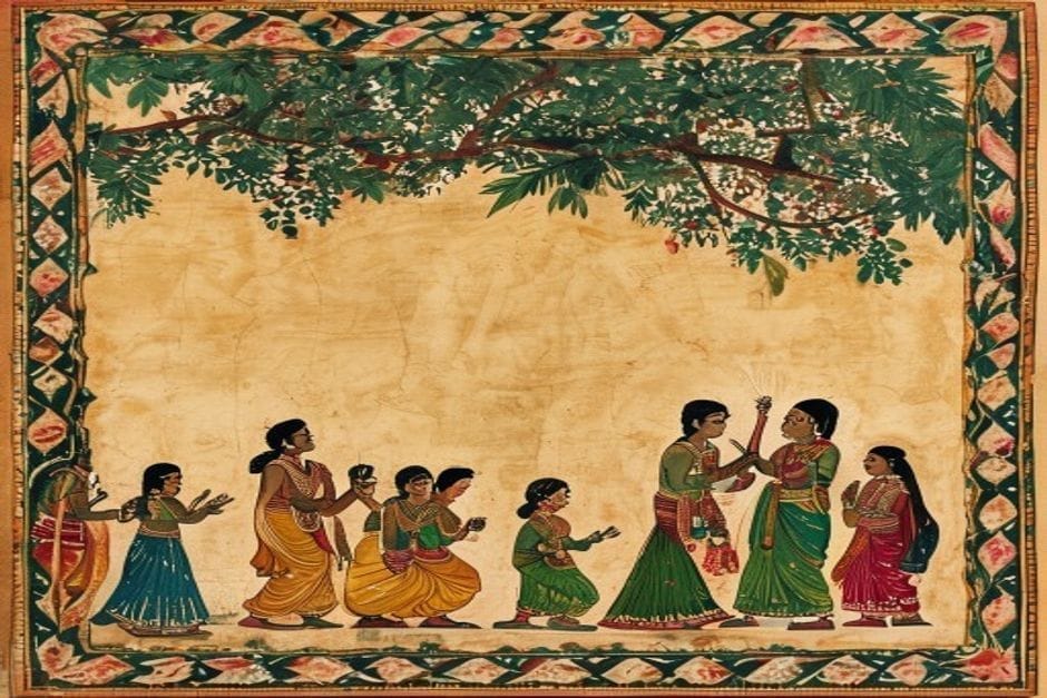 A poet reciting the Krishna story — illustration for Manbodh’s Haribans