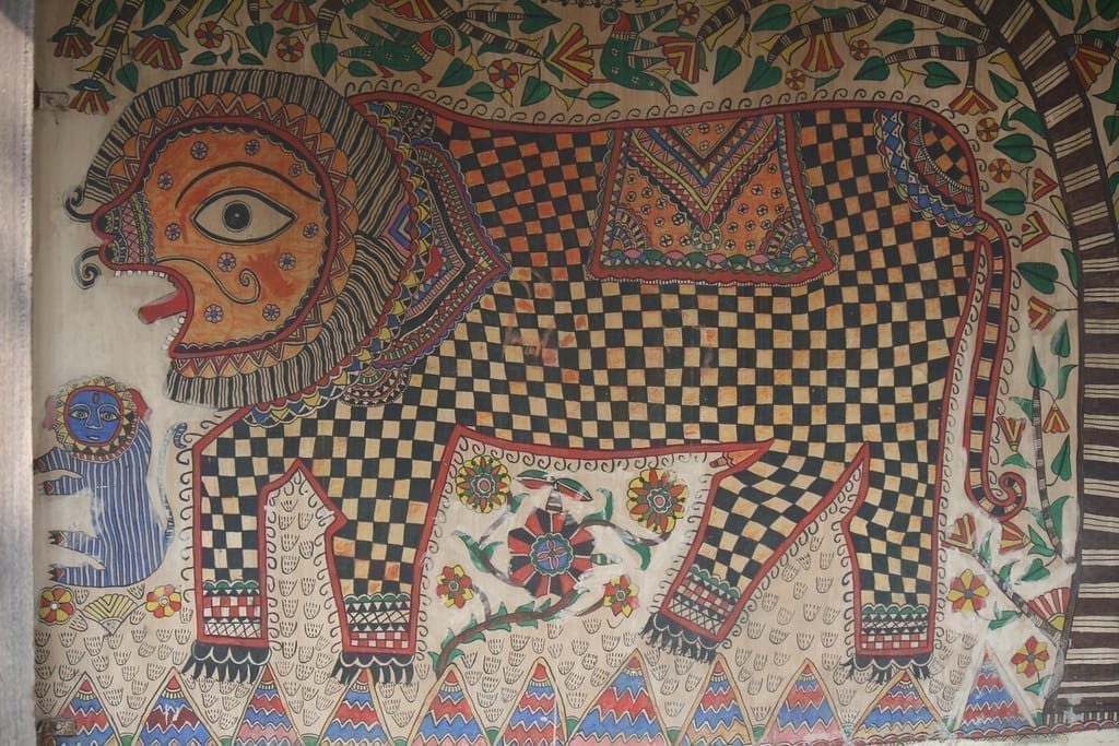 A Madhubani painting in the tradition of Sita Devi