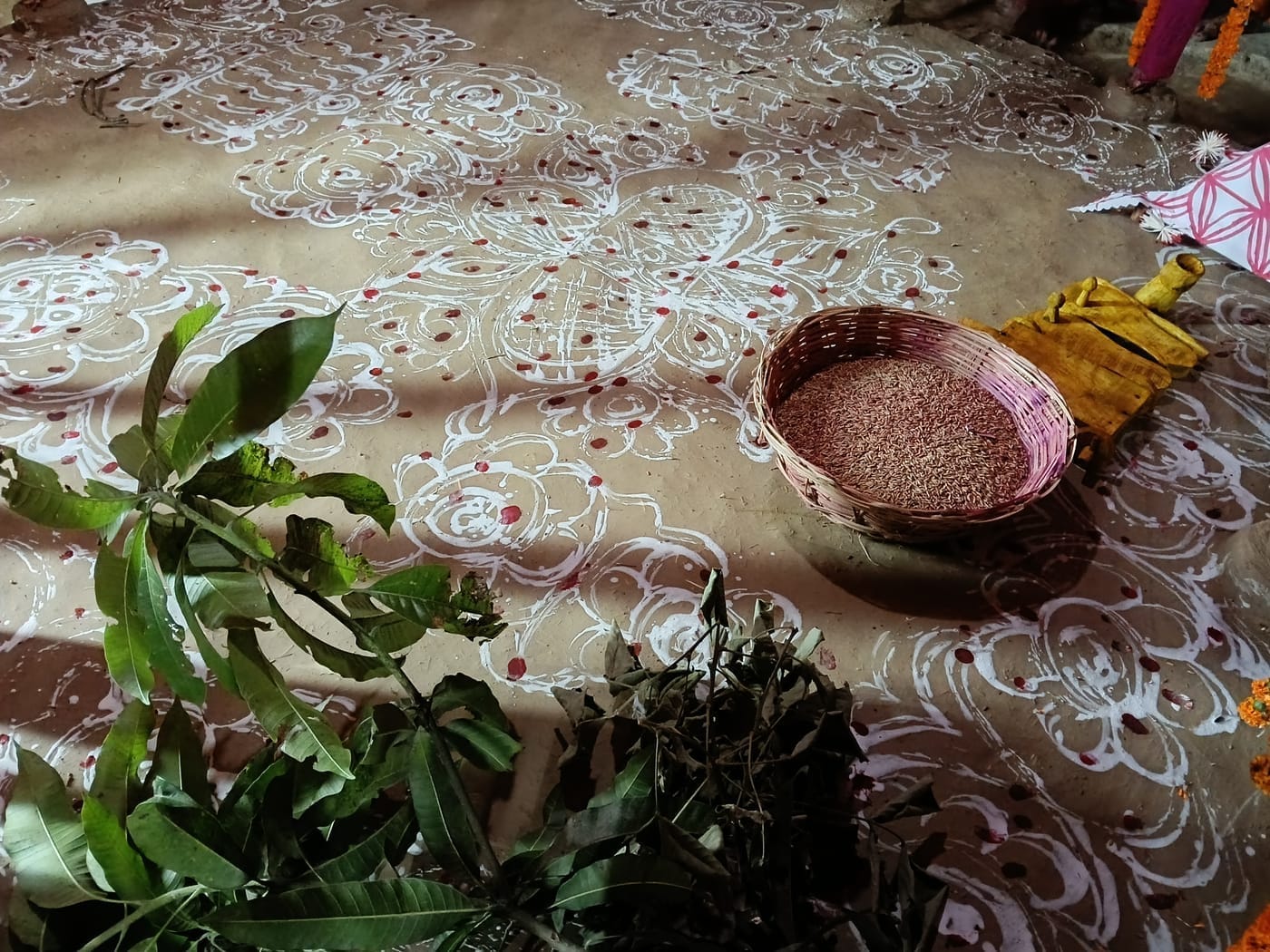 Chumawan — dressing & blessing the groom — illustration in the Mithila style