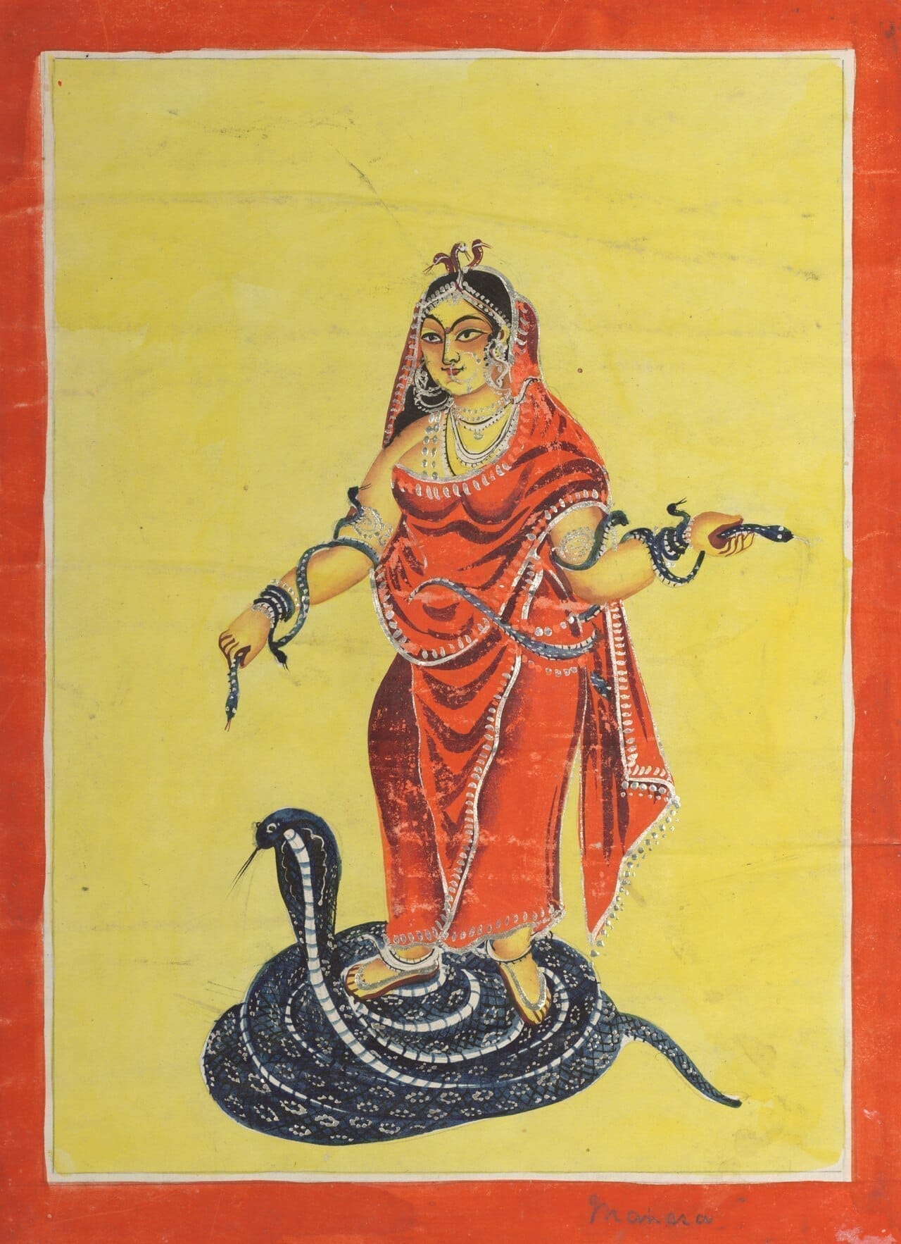 The katha — Bihula & Bishahari — illustration in the Mithila style