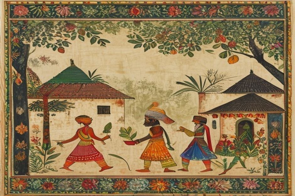 Ghatkaiti — the matchmaker — illustration in the Mithila style