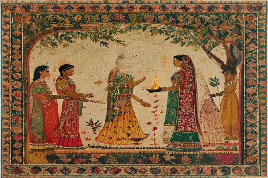 Dwiragaman — the homecoming — illustration in the Mithila style