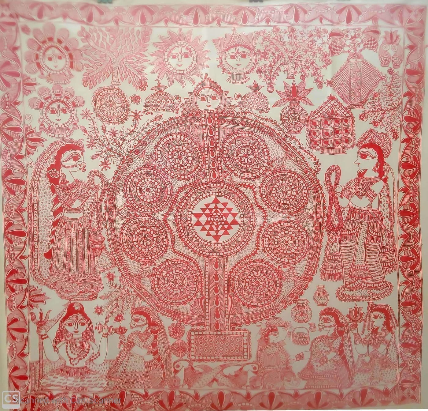 The Kohbar Ghar — illustration in the Mithila style