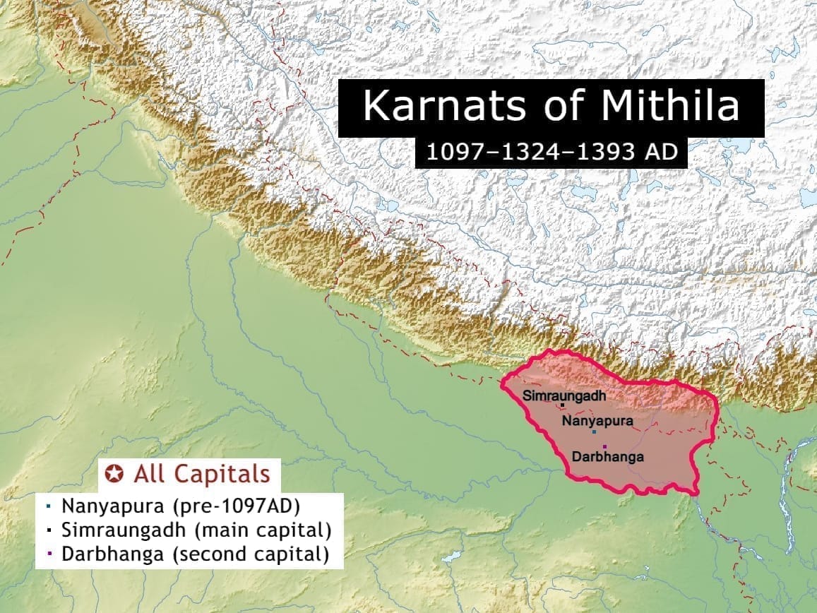 Instituted under the Karnat dynasty — illustration in the Mithila style