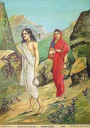 Savitri & Satyavan — the wife who out-argued Death — illustration in the Mithila style
