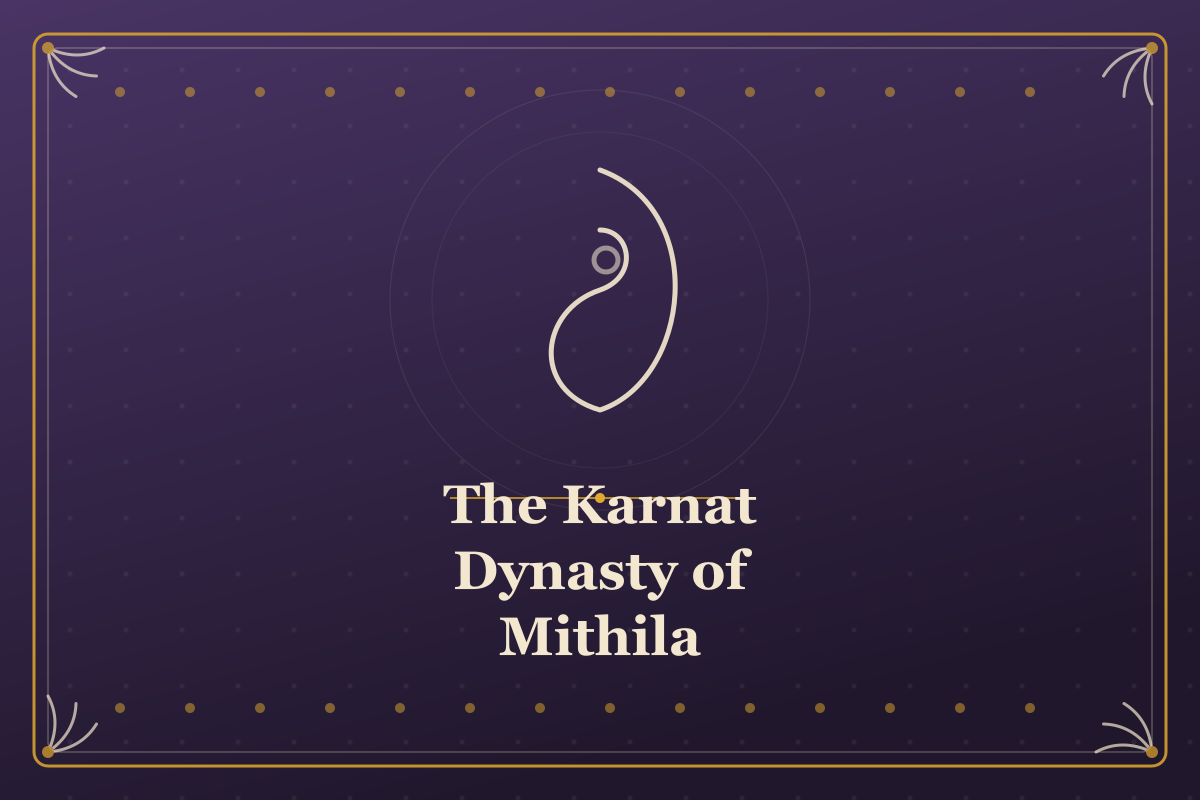 The Karnat Dynasty of Mithila — illustrated cover in the Mithila style