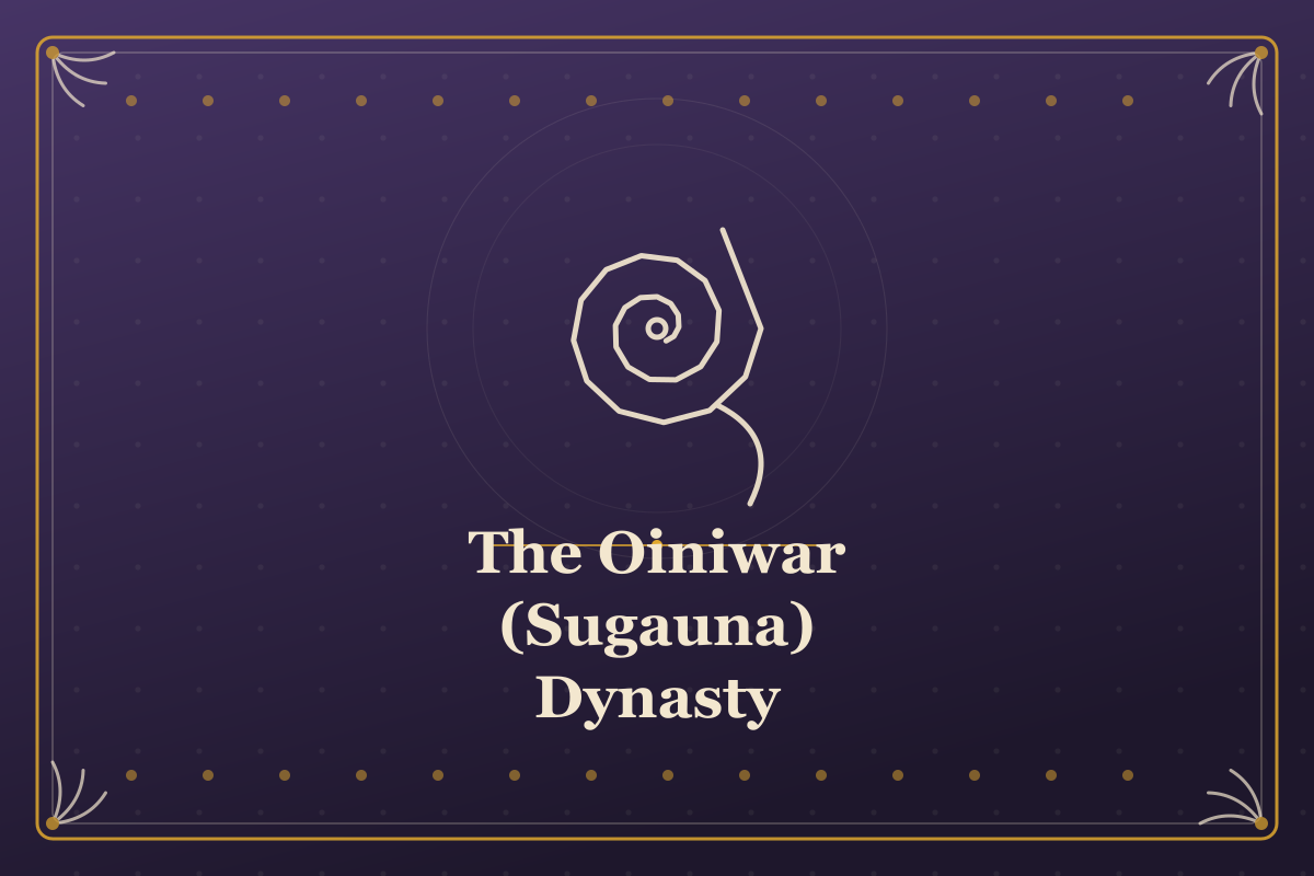 The Oiniwar (Sugauna) Dynasty — illustrated cover in the Mithila style